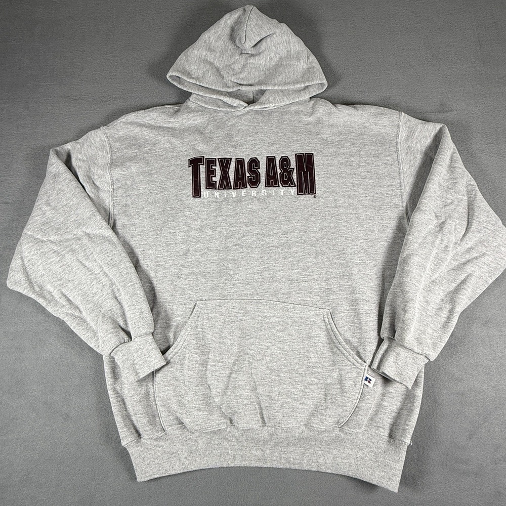 Russell Athletic Texas A&M Aggies Hoodie XL Gray Gig Em Vintage